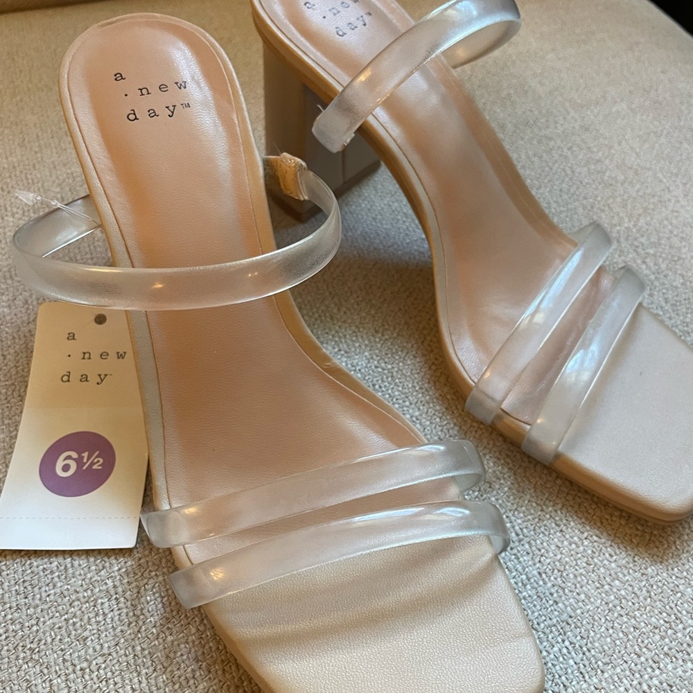 A New Day Women's Clear Heeled Sandals 6 1/2